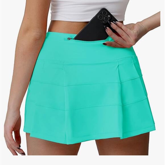 Husnainna Mint Green Slinky Knit Tennis Golf Skort Woman Size 10 Sporty - Picture 7 of 11